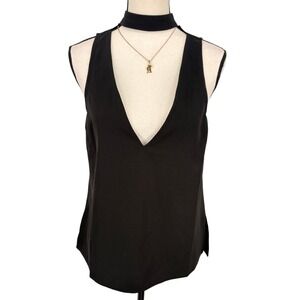 TOBI Black Sleeveless Top Choker V Neck Party Cocktail Blouse Size S